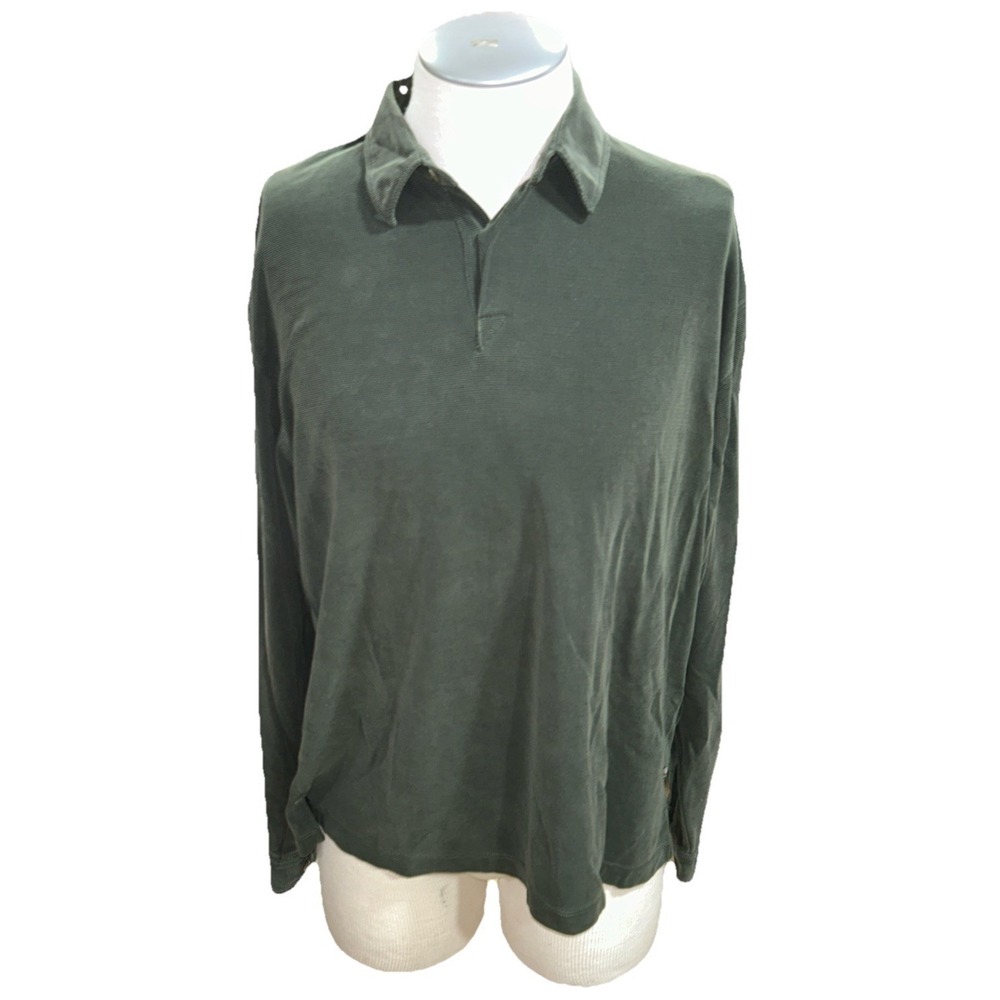 Columbia XCQ Polo Shirt Mens Large Olive Green Long Sleeve